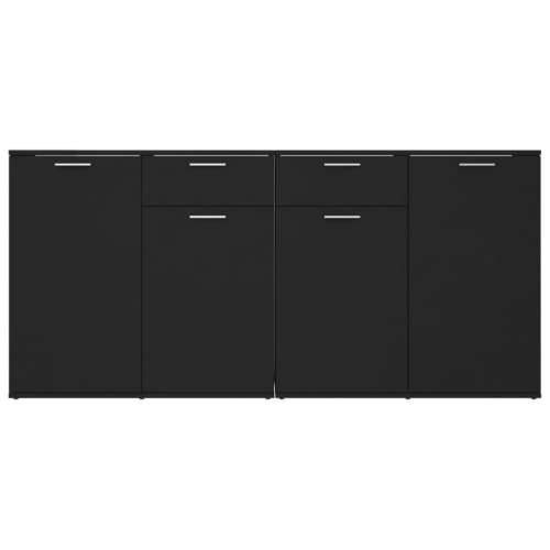 Komoda crna 160 x 36 x 75 cm od konstruiranog drva - Crna 1 160 cm Cijena
