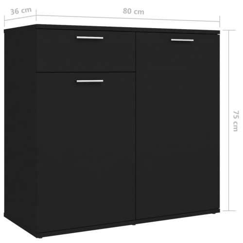 Komoda crna 160 x 36 x 75 cm od konstruiranog drva - Crna 1 160 cm Cijena