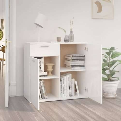 Komoda sjajna bijela 80 x 36 x 75 cm od konstruiranog drva - Visoko sjajno bijela 1 80 cm Cijena