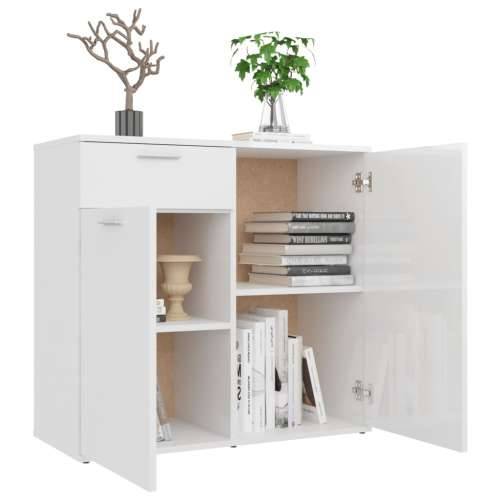 Komoda sjajna bijela 80 x 36 x 75 cm od konstruiranog drva - Visoko sjajno bijela 1 80 cm Cijena