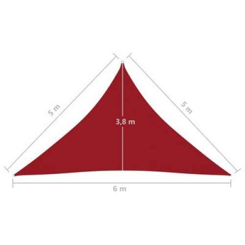 Jedro za zaštitu od sunca od tkanine Oxford trokutasto 5x5x6 m crveno - Crvena 5 x 5 x 6 m 1 Cijena