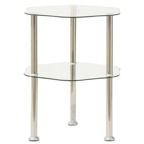 322790 2-Tier Side Table Transparent 38x38x50 cm Tempered Glass Cijena