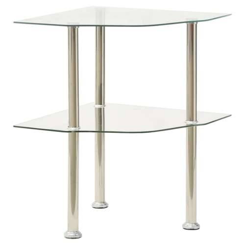 322793 2-Tier Side Table Transparent 38x38x50 cm Tempered Glass Cijena