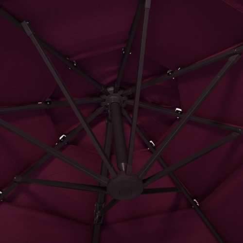 Vrtni suncobran s 4 razine i aluminijskim stupom 3 x 3 m bordo - Bordo crvena 1 Cijena