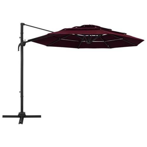 Vrtni suncobran s 4 razine i aluminijskim stupom 3 x 3 m bordo - Bordo crvena 1 Cijena