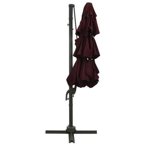 Vrtni suncobran s 4 razine i aluminijskim stupom 3 x 3 m bordo - Bordo crvena 1 Cijena