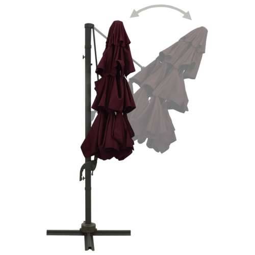Vrtni suncobran s 4 razine i aluminijskim stupom 3 x 3 m bordo - Bordo crvena 1 Cijena