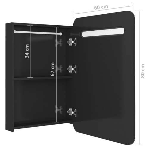 LED kupaonski ormarić s ogledalom sjajni crni 60 x 11 x 80 cm - Sjajna crna 1 Cijena