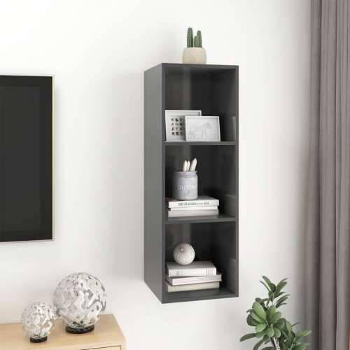Zidni TV ormarić sjajni sivi 37 x 37 x 107 cm konstruirano drvo - visoko sjajno siva 1 107 cm Cijena