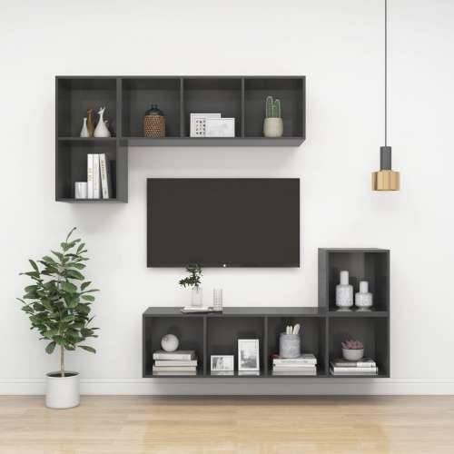 Zidni TV ormarić sjajni sivi 37 x 37 x 107 cm konstruirano drvo - visoko sjajno siva 1 107 cm Cijena