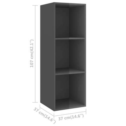 Zidni TV ormarić sjajni sivi 37 x 37 x 107 cm konstruirano drvo - visoko sjajno siva 1 107 cm Cijena