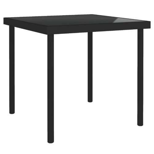 Vrtni blagovaonski stol crni 80 x 80 x 72 cm staklo i čelik Cijena