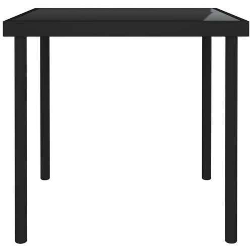Vrtni blagovaonski stol crni 80 x 80 x 72 cm staklo i čelik Cijena