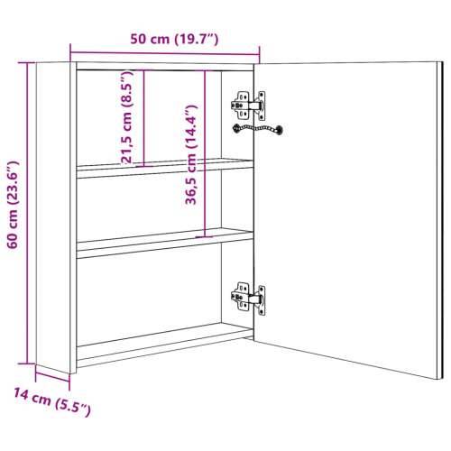 LED kupaonski ormarić s ogledalom siva boja betona 50x14x60 cm - Beton siva 1 Cijena