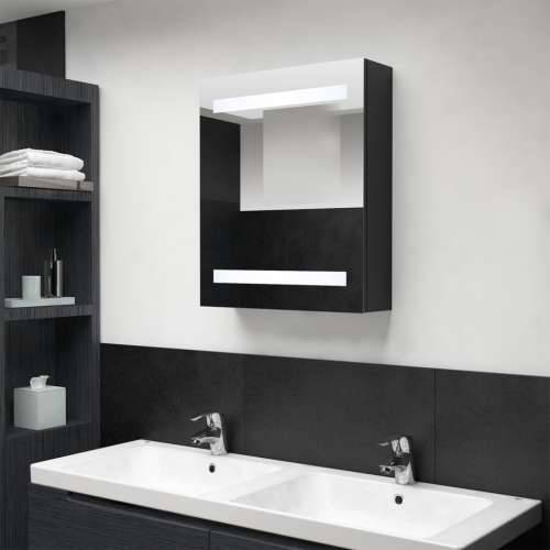 LED kupaonski ormarić s ogledalom crni 50 x 14 x 60 cm