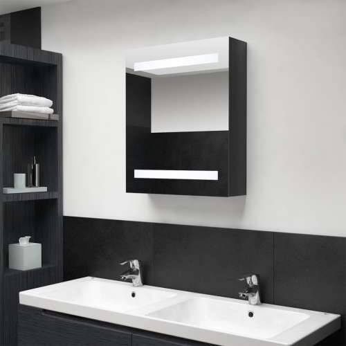 LED kupaonski ormarić s ogledalom sjajni crni 50 x 14 x 60 cm - Sjajna crna 1 Cijena