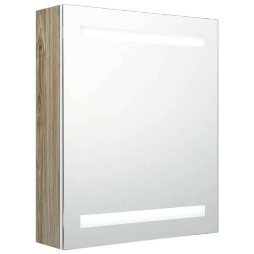 LED kupaonski ormarić s ogledalom bijeli i hrast 50x14x60 cm Cijena