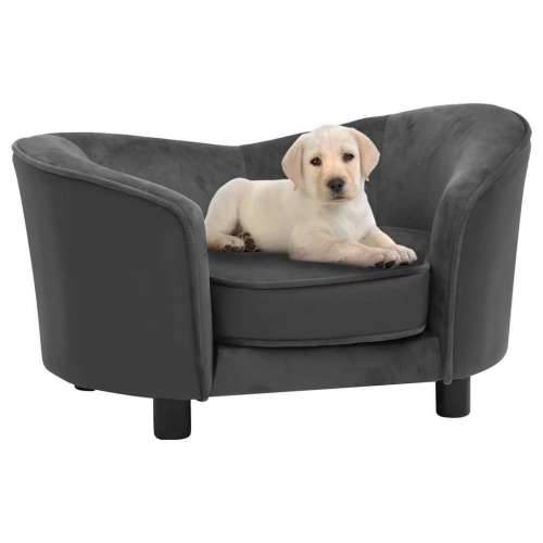 Sofa za pse tamnosiva 69 x 49 x 40 cm od pliša i umjetne kože - Tamno siva Cijena