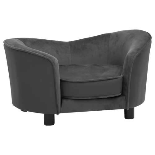 Sofa za pse tamnosiva 69 x 49 x 40 cm od pliša i umjetne kože - Tamno siva Cijena