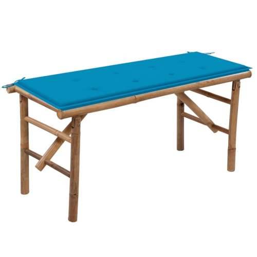 Sklopiva vrtna klupa s jastukom 118 cm od bambusa - Plava 120 x 50 x 4 cm 1 Cijena