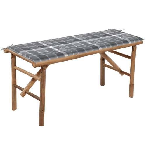 Sklopiva vrtna klupa s jastukom 118 cm od bambusa - Sivi karirani uzorak 120 x 50 x 4 cm 1 2 Cijena