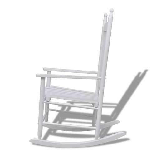 Stolica za ljuljanje sa zakrivljenim sjedalom bijela drvena Cijena