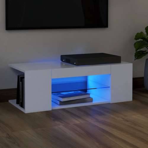 TV ormarić s LED svjetlima bijeli 90 x 39 x 30 cm - Bijela 1 Cijena
