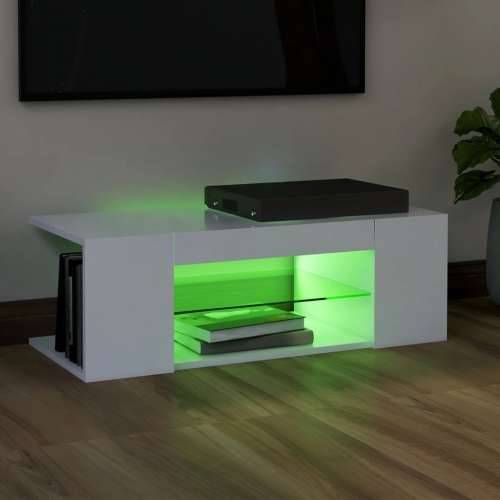 TV ormarić s LED svjetlima bijeli 90 x 39 x 30 cm - Bijela 1 Cijena