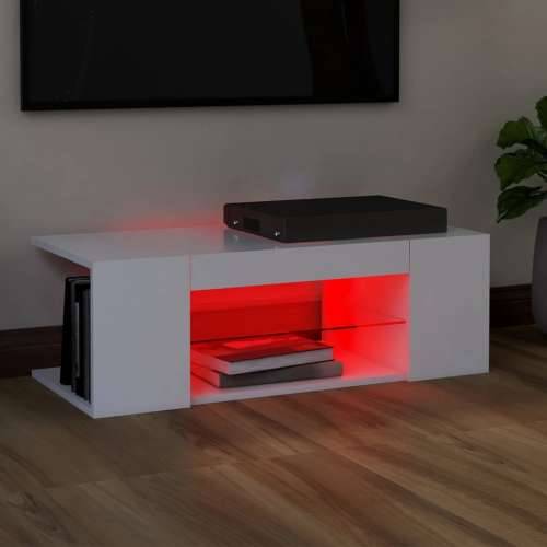 TV ormarić s LED svjetlima bijeli 90 x 39 x 30 cm - Bijela 1 Cijena