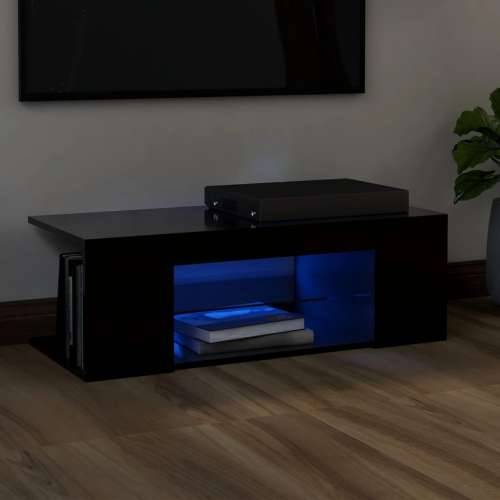 TV ormarić s LED svjetlima crni 90 x 39 x 30 cm - Crna 1 Cijena