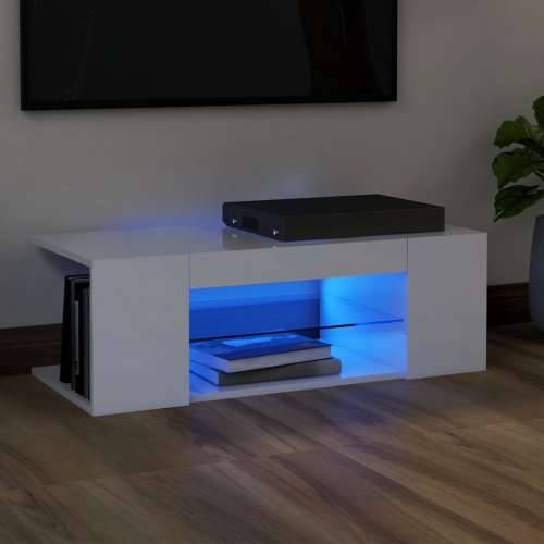 TV ormarić s LED svjetlima visoki sjaj bijeli 90 x 39 x 30 cm - Visoko sjajno bijela 1 Cijena