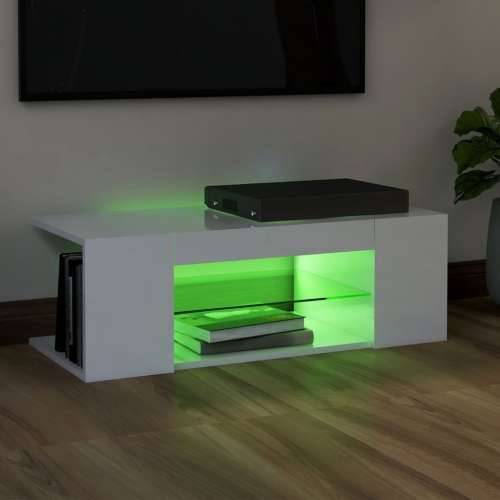 TV ormarić s LED svjetlima visoki sjaj bijeli 90 x 39 x 30 cm - Visoko sjajno bijela 1 Cijena