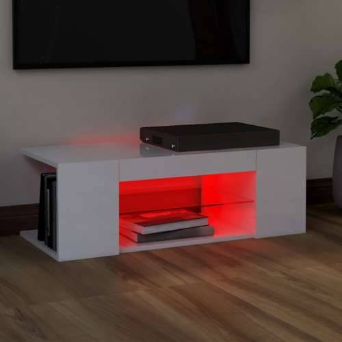 TV ormarić s LED svjetlima visoki sjaj bijeli 90 x 39 x 30 cm - Visoko sjajno bijela 1 Cijena