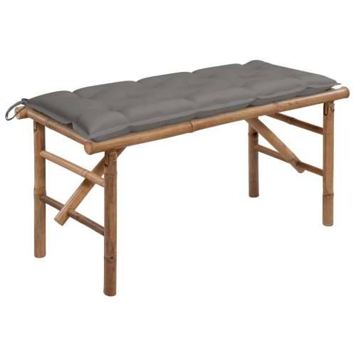 Sklopiva vrtna klupa s jastukom 118 cm od bambusa Siva 120 x 50 x 7 cm 1 Cijena