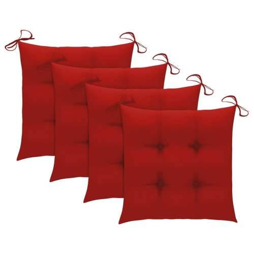 Vrtne stolice s crvenim jastucima 3 kom od masivne tikovine Cijena