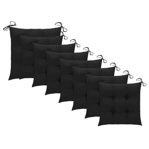 Vrtne stolice s crnim jastucima 8 kom od masivne tikovine Cijena