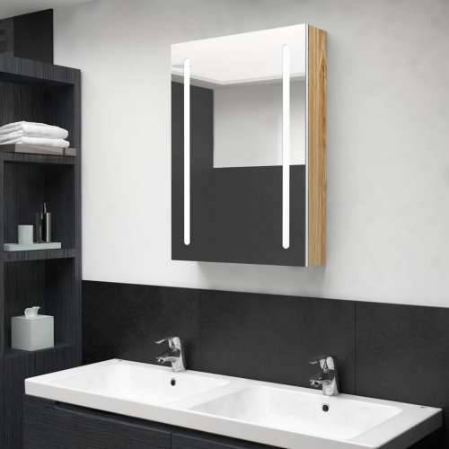 LED kupaonski ormarić s ogledalom bijeli i hrast 50x13x70 cm - bijela i hrast 50 x 13 x 70 cm 1 Cijena
