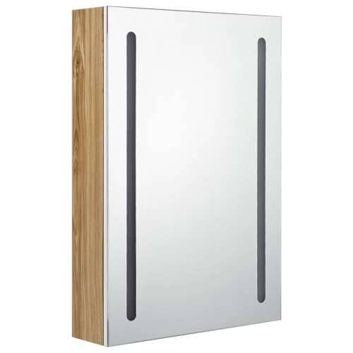 LED kupaonski ormarić s ogledalom bijeli i hrast 50x13x70 cm - bijela i hrast 50 x 13 x 70 cm 1 Cijena