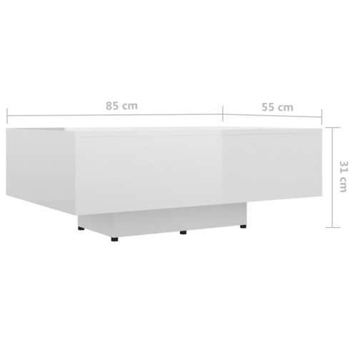Stolić za kavu visoki sjaj bijeli 85 x 55 x 31 cm od iverice Cijena