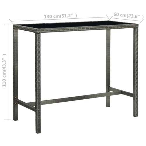5-dijelni vrtni barski set od poliratana sivi - Siva Dužina stola 130 cm 4 Cijena