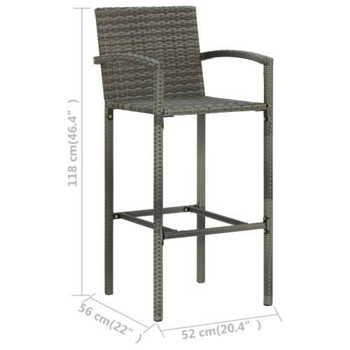5-dijelni vrtni barski set od poliratana sivi - Siva Dužina stola 130 cm 4 Cijena