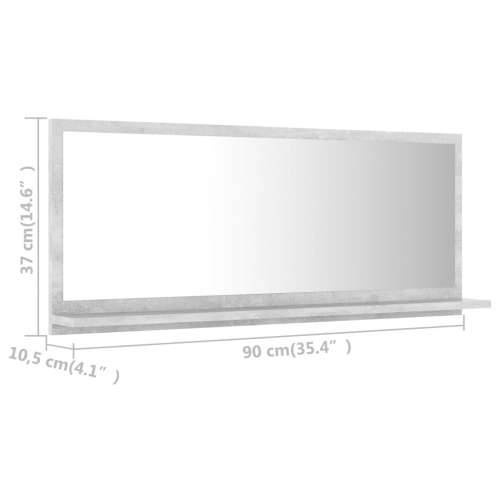 Kupaonsko ogledalo boja betona 90x10,5x37 cm konstruirano drvo - Beton siva 90 x 10.5 x 37 cm 1 Cijena
