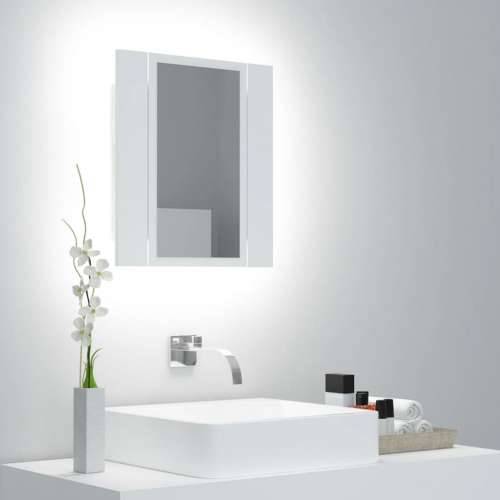 LED kupaonski ormarić s ogledalom bijeli 40x12x45 cm akrilni