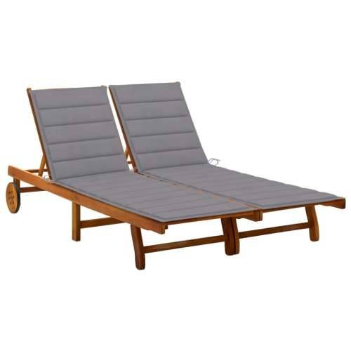 Vrtna ležaljka za 2 osobe s jastucima masivno bagremovo drvo - Siva 200 x 123 x 85 cm 1 Cijena