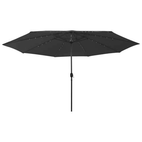 Vrtni suncobran s LED svjetlima 400 cm crni - Crna 1 Cijena