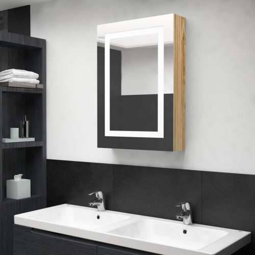 LED kupaonski ormarić s ogledalom boja hrasta 50 x 13 x 70 cm - Boja hrasta 1 Cijena