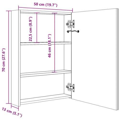 LED kupaonski ormarić s ogledalom bijeli i hrast 50x13x70 cm - bijela i hrast 1 Cijena