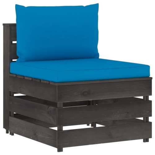 Modularna srednja sofa s jastucima od sivo impregniranog drva - Svijetlo plava i siva 1 srednja sofa Cijena