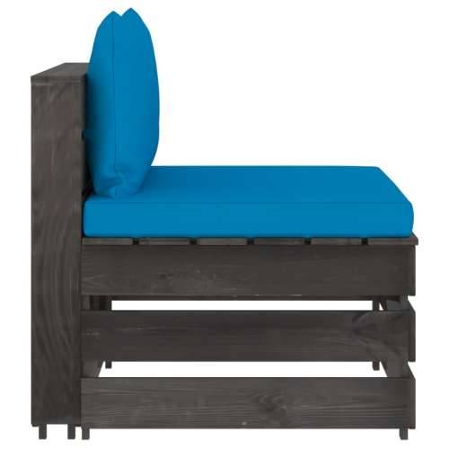 Modularna srednja sofa s jastucima od sivo impregniranog drva - Svijetlo plava i siva 1 srednja sofa Cijena