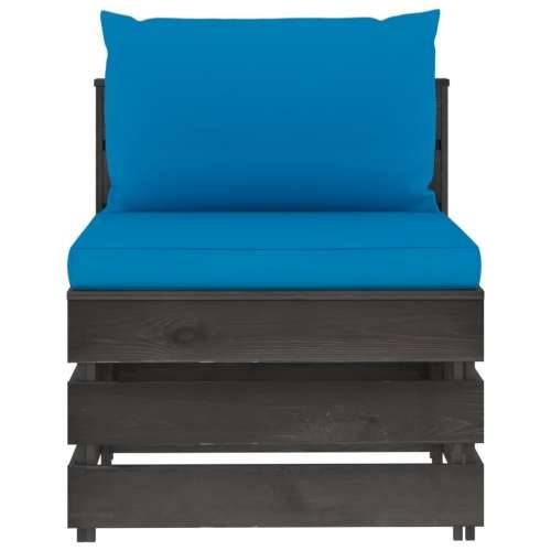 Modularna srednja sofa s jastucima od sivo impregniranog drva - Svijetlo plava i siva 1 srednja sofa Cijena
